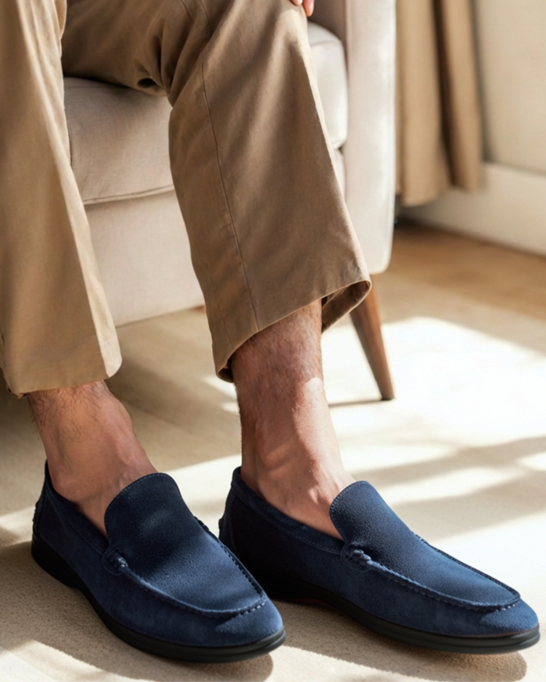 Premium Suede Loafers - Black Soles